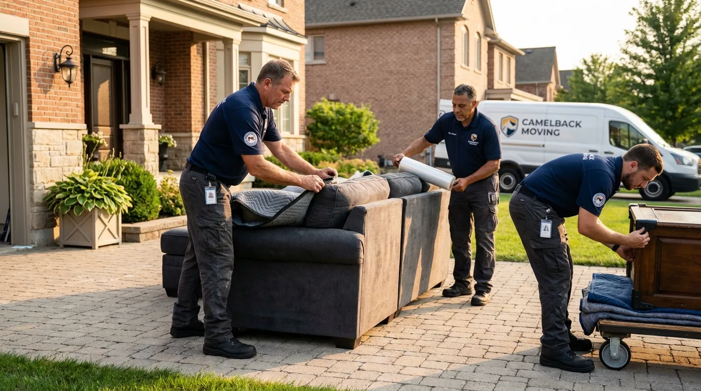 Large estate moving crew wrapping furniture in Sidney, NE