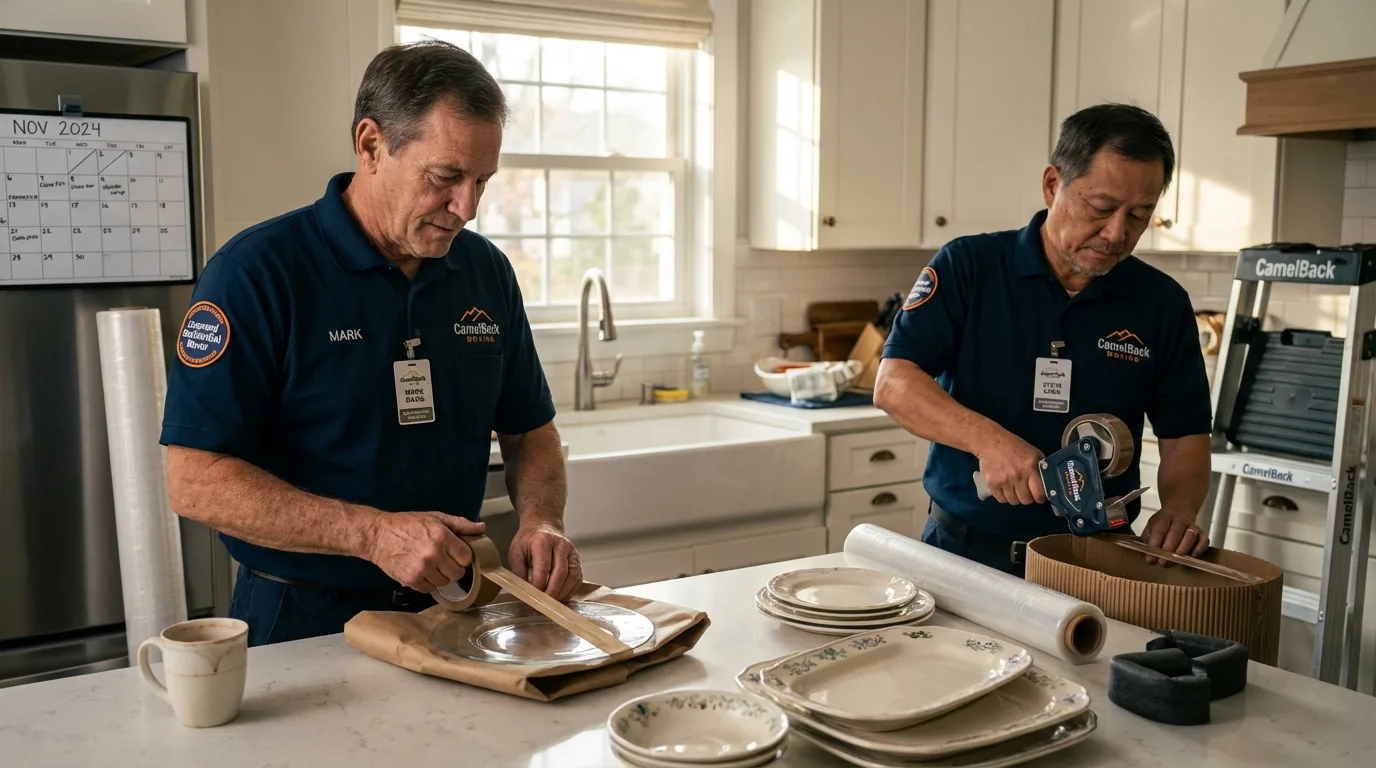 Professional crew packing kitchen dishware in Sidney, NE